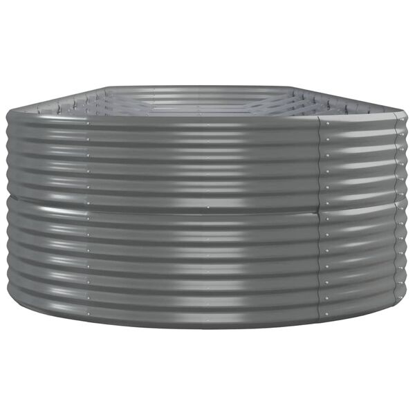 vidaXL Градински плантер прахово боядисана стомана 584x140x68 см сив