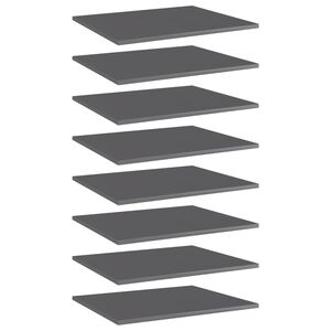 vidaXL Рафтове, 8 бр, сив гланц, 60x50x1,5 см, инженерно дърво