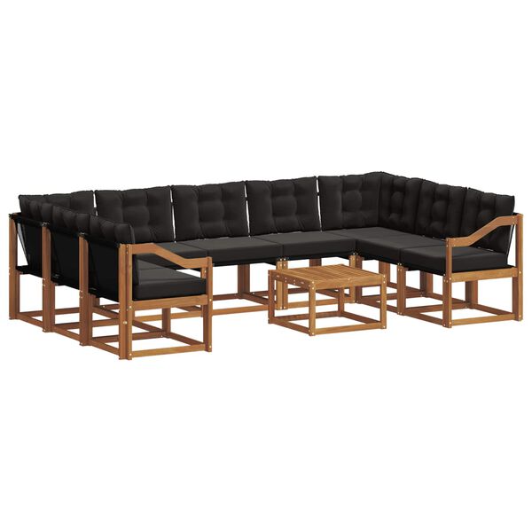 vidaXL Комплект дивани за открито 10 pcs Естествено и черно
