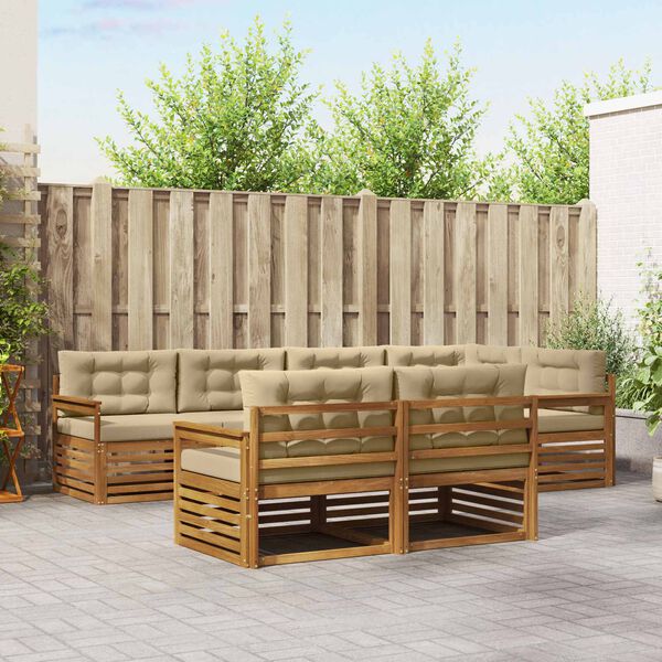 vidaXL Комплект дивани за открито 7 pcs Натурален и Бежов