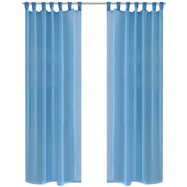 Тюркоазени прозрачни завеси 140 х 175 см &ndash; 2 броя