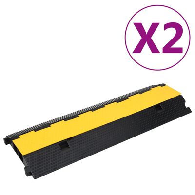 vidaXL Защитни рампи за кабели с 2 канала, 2 бр, 100 см, гума