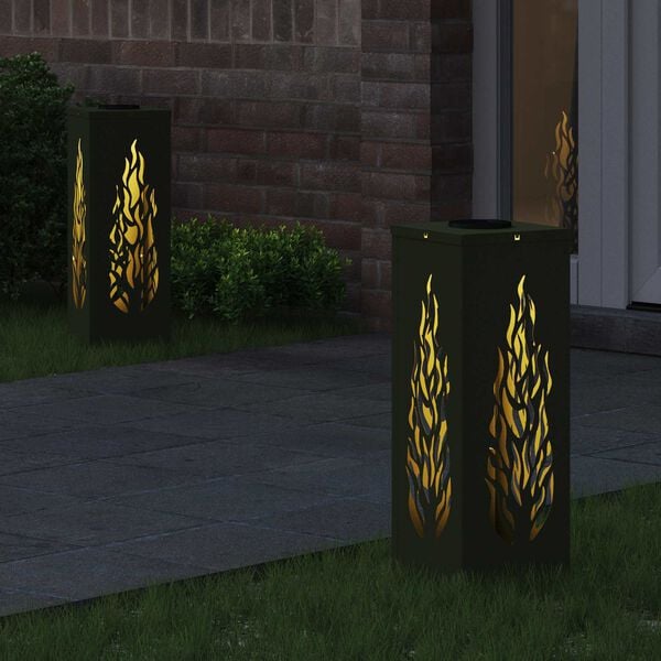 vidaXL Соларна LED светлина за пътека 2 pcs Маслинено зелено