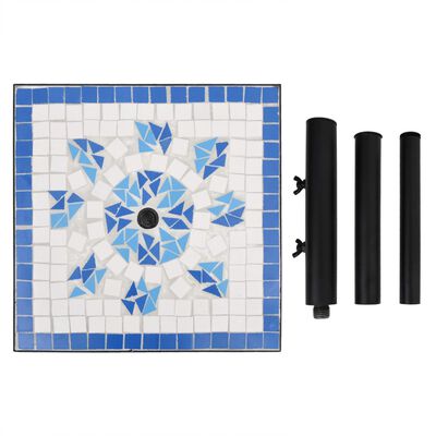 vidaXL Основа за чадър, синьо и бяло, квадратна, 12 кг