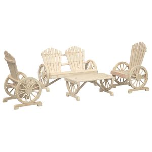 vidaXL Градински лаундж комплект, 4 части, масивно чамово дърво