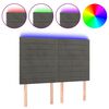 vidaXL LED горна табла за легло, тъмносива, 144x5x118/128 см, кадифе
