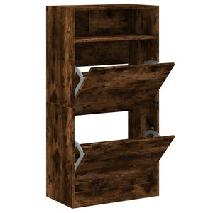 vidaXL Шкаф за обувки, опушен дъб, 60x34x116 см, инженерно дърво
