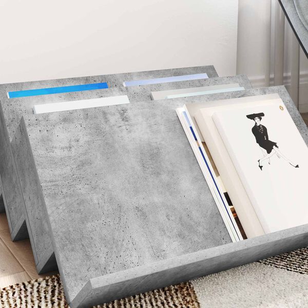 vidaXL Етажерка за списания с рафт Бетоново сиво 65 x 53 x 28,5 см