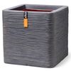 Capi Кашпа Nature Rib, квадратна, 30x30x30 см, тъмносива