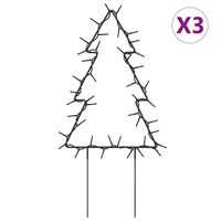 vidaXL Коледни светещи украси елхи с шипове, 3 бр, 50 LED, 30 см