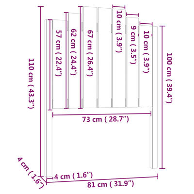 vidaXL Горна табла за легло, бяла, 81x4x110 см, бор масив