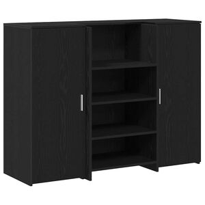 vidaXL Приемно бюро, черно и дъб, 135x50x103,5 см, инженерно дърво