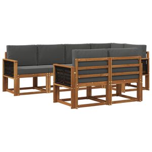 vidaXL Комплект дивани за открито 7 pcs Натурален и Антрацит Полиестер