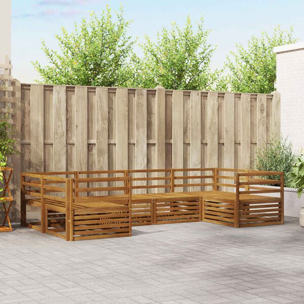 vidaXL Комплекти дивани 6 pcs Естествен Солидно акациево дърво