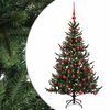 vidaXL Изкуствена коледна елха с топки 120 см 150 LED светодиода