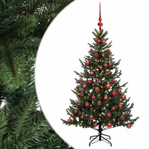 vidaXL Изкуствена коледна елха с топки 120 см 150 LED светодиода