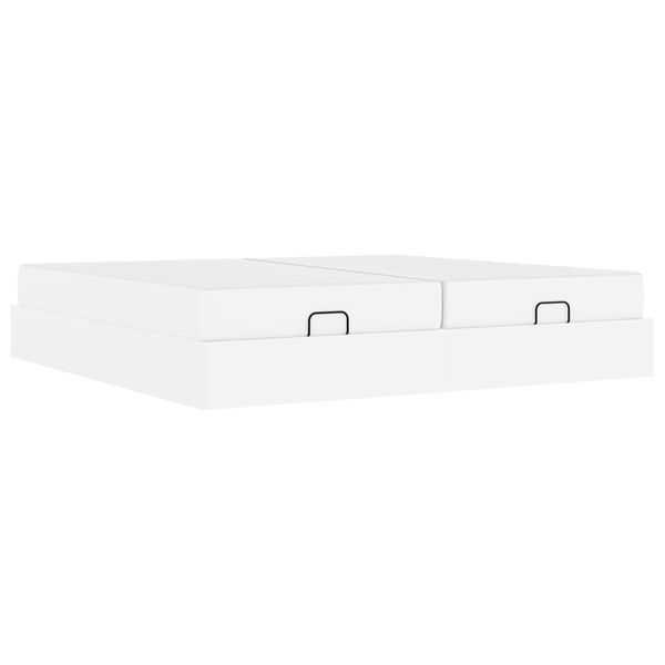 vidaXL Рамка за легло с матрак с матрак 2 pcs Бяло ПВЦ