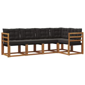 vidaXL Комплект дивани за открито 5 pcs Естествено и черно