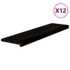vidaXL Стълбищни стъпала, 12 бр, кафяво-черни, 100x30x2 см, дъб масив