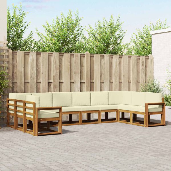 vidaXL Комплект дивани за открито 10 pcs Натурален и Крема