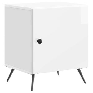 vidaXL Нощен шкаф Бял гланц 43 x 34,5 x 50 см Инженерна дървесина