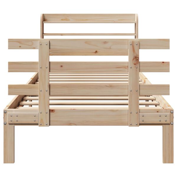 vidaXL Рамка за легло с табла, 90x190 см, борово дърво масив