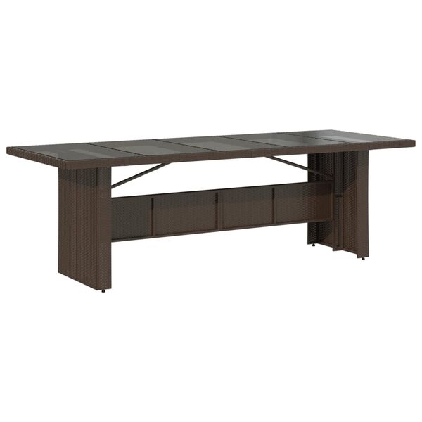 vidaXL Градински бистро комплект с възглавници 9 части кафяв полиратан