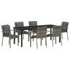 vidaXL Комплект за хранене в градината 7 pcs Сив полиратан