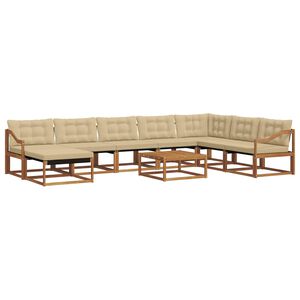 vidaXL Комплект дивани за открито 9 pcs Натурален и Бежов