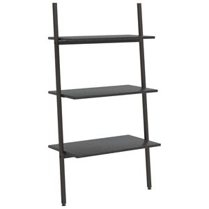 vidaXL Етажерка стълба с 3 рафта черна 64x34x116 см