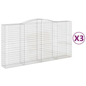 vidaXL Габионни кошници арка 3 бр 400x50x200/220 см поцинковано желязо