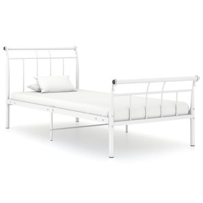 vidaXL Рамка за легло, бяла, метал, 100x200 cм