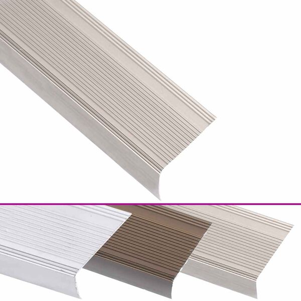 vidaXL Ръбове за стъпала, Г-образни, 5 бр, алуминий, 90 см, шампанско