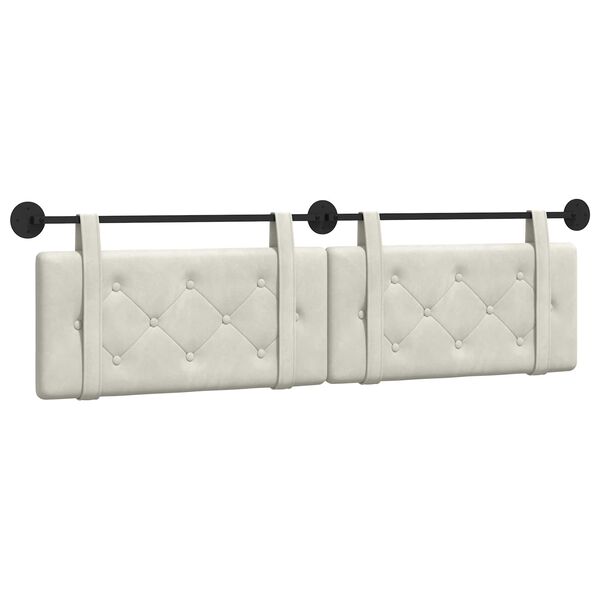 vidaXL Висяща табла Монтиране на стена Крем 190 x 55 x 5 см Кадифе