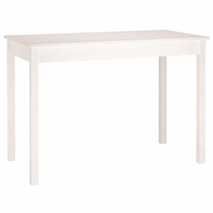 vidaXL Трапезна маса,Бяло, 110x55x75 см, борово дърво масив