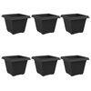 vidaXL Квадратна цветна саксия 6 pcs Черно 43 x 43 x 33,5 см Пластмаса