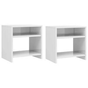 vidaXL Нощни шкафчета, бял гланц, 2 бр, 40x30x40 см, инженерно дърво