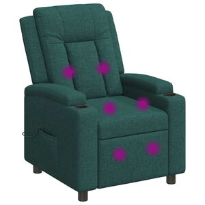 vidaXL Масажен стол реклайнер Тъмнозелено 75 x 95 x 100 cm Текстил