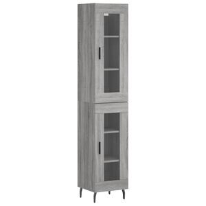 vidaXL Висок шкаф, сив сонома, 34,5x34x180 см, инженерно дърво