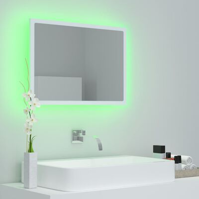 vidaXL LED огледало за баня, бяло, 60x8,5x37 см, акрил