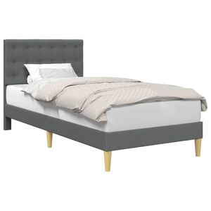 vidaXL Рамка за легло с таблото Тъмносиво 90 x 190 cm Текстил