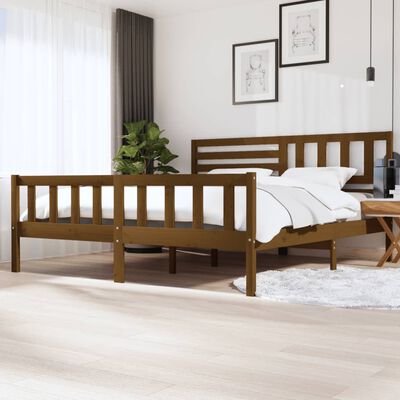 vidaXL Рамка за легло, меденокафява, масивно дърво, 200x200 см