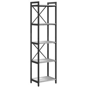 vidaXL Рафт за книги 40 x 30 x 155 см Инженерна дървесина Сив сонома