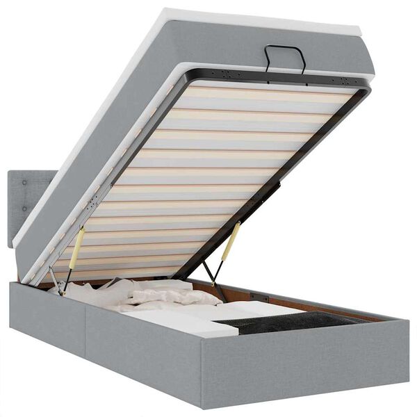 vidaXL Османска легло с матрак, светлосиво, 90x190 см, плат