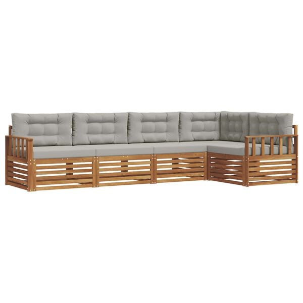 vidaXL Комплект дивани за открито 5 pcs Естествено и светло сиво