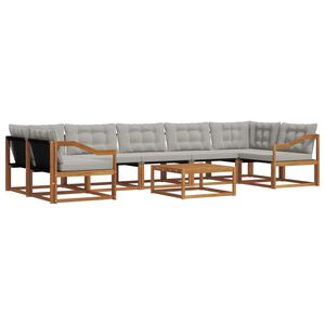 vidaXL Комплект дивани за открито 8 pcs Естествено и светло сиво