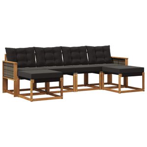 vidaXL Комплект дивани за открито 6 pcs Естествено и черно
