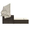 vidaXL Двоен шезлонг със сенник и възглавници кафяв полиратан