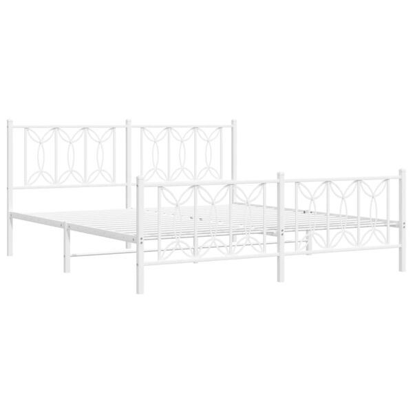 vidaXL Метална рамка за легло с горна и долна табла, бяла, 180x200 см