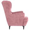 vidaXL Фотьойл Wingback с табуретка, розова, кадифе